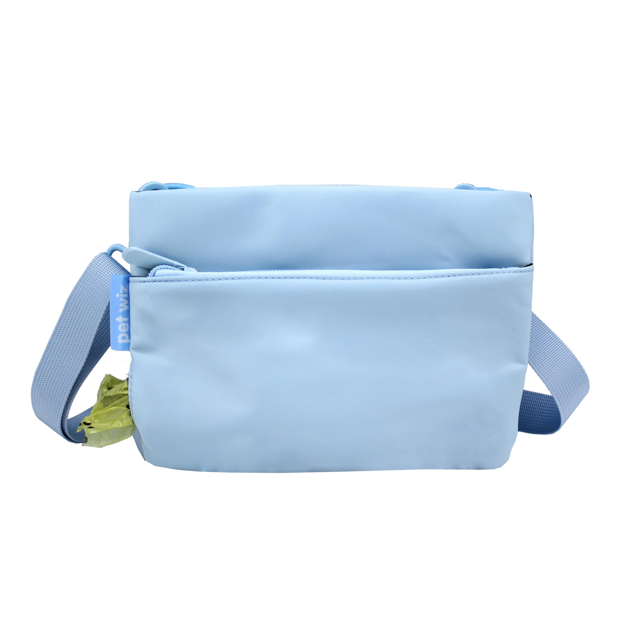 pet wiz Slim Waterproof Crossbody Dog Walking Bag with Two Zips, Discreet Poop Bag Dispenser and Adjustable Strap | Available in Lilac and Baby Blue (Baby Blue)