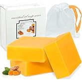 tovaginsh 3Packs Turmeric Soap Bar, Organic Tumeric Soap for Face and Body, Lemon Turmeric bar Soap with Vitamin C, E for All Skin Type, Turmeric Soap Face Wash for Smoothing, Moisturizing skin