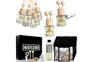 HUSTLE BOX Smoked Vanilla Hanging Car Air Freshener and Essential Oil Diffusers with Vent Clips - 25-Pack Automobile Aromatherapy Diffuser Bottles - Kit Ideal for Resale, Gifts & Party Favors