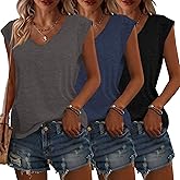 COULUKE Womens 3 Pack T Shirts Cap Sleeve Tees U Neck Tank Tops Fashion Basic Tops 2025