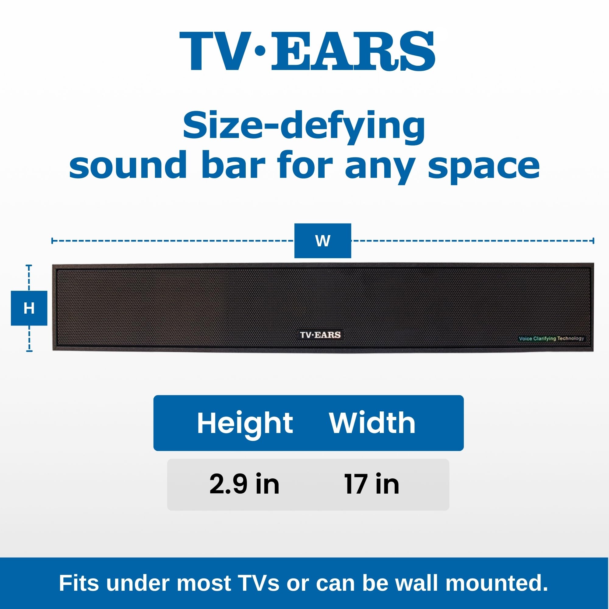TV · EARS Sound Bar for TV, Voice Clarifying, Long Range Television Speakers, 17