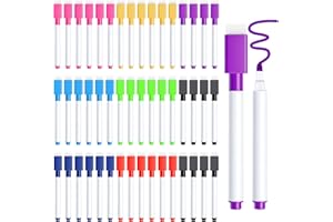 JEFURE 50 Pcs Magnetic Dry Erase Markers, Colorful Whiteboard Markers with Eraser Cap, Low Odor Fine Tip White Board Marker f