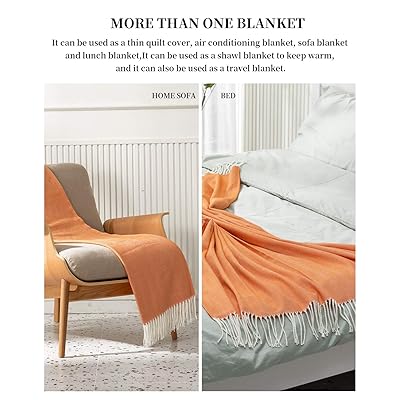 Buy Spaomy Herringbone Throw Blanket Faux Cashmere With Tassels Soft Cozy Lightweight Decorative Throw Blanket For Bed Sofa Farmhouse Outdoor All Seasons 50x60 Inch Orange Online In Indonesia B08l24x9m5