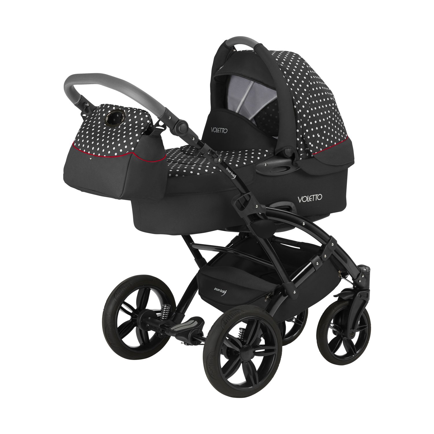 Knorr-Baby 33000-02 Kombikinderwagen Voletto Tupfen Limited Edition, schwarz-weiß