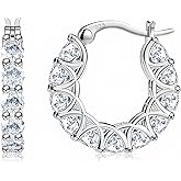Sterling Silver Cubic Zirconia Hoop Earrings and 14k Gold Earrings, Hypoallergenic Diamond Huggies Earrings for Women