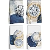 4 Pcs Artistic Kitchen Towels, Soft Absorbent Tea Hand Towel, Microfiber Dish Cloths for Drying Dishes, Waffle Dish Towels for Kitchen Bathroom Clearance Home Decor, Farmhouse Gifts for Women Mom