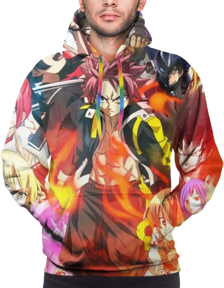 Pe5ggHunt Men's Anime Hoodie Fairy Tail 3D Print Casual Long Sleeve Tops