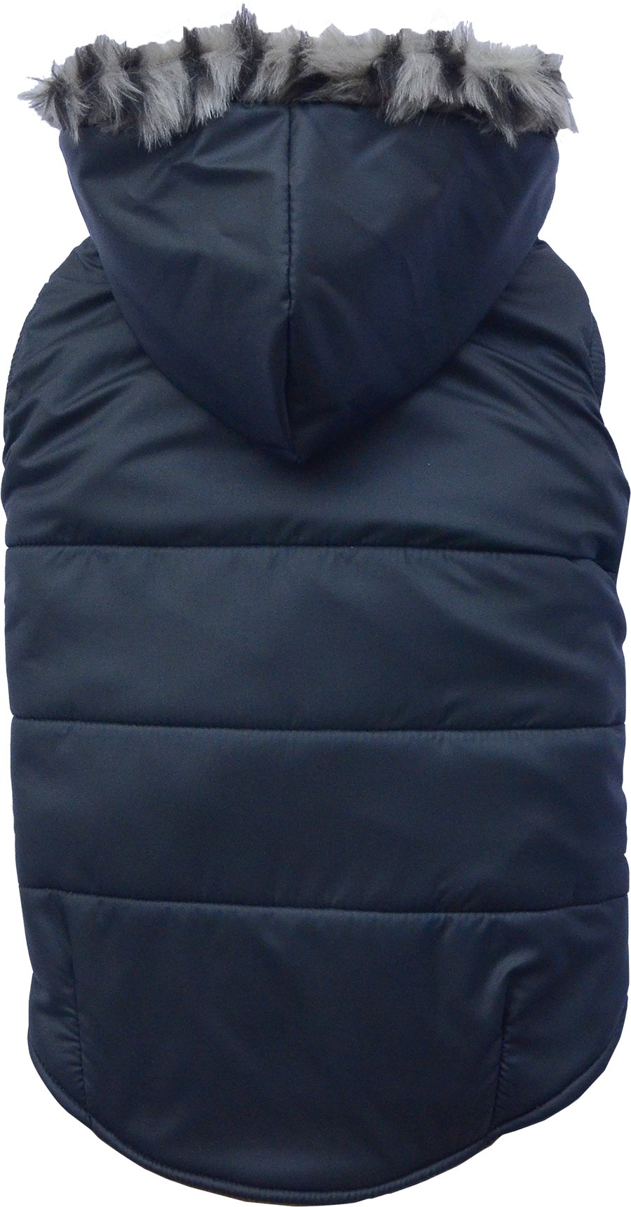 Doggydolly W066 Dog jacket with hood and artificial fur, black, winter coat / winter jacket, size: S
