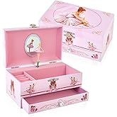 TAOPU Classical Ballerina Musical Jewelry Box with Drawer and Dancing Ballerina,Girls Gifts for Kids Jewel Storage, Girls Music Box for Kids Ages 3-12 Gift