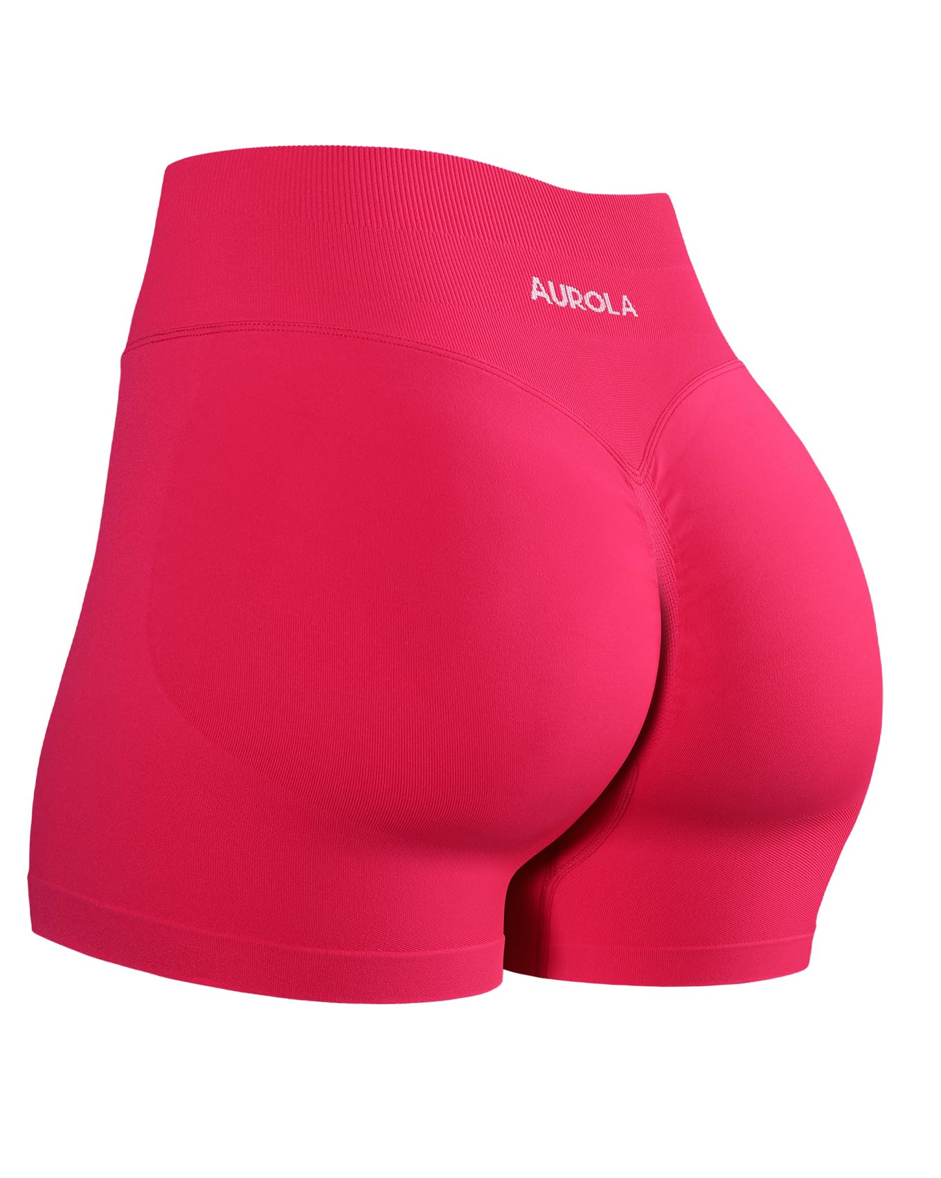 Photo 1 of AUROLA Influence Collection Workout Shorts for Women,No Roll Up New Scrunch Seamless Gym Short-2.5" Inseam, Pink, M