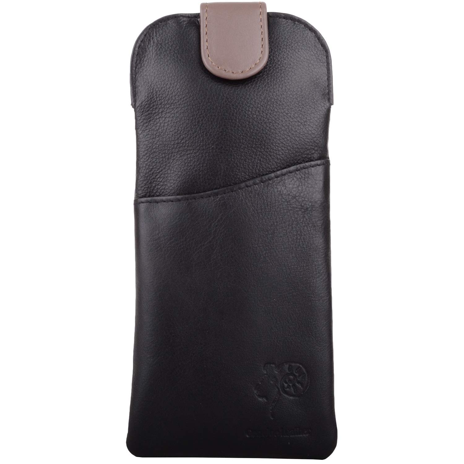 Valita Mens Soft Leather Travel Spectacle/Glasses Case/Pouch/Holder - Black/Taupe