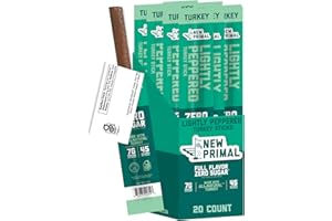 THE NEW PRIMAL New Primal Lightly Peppered Turkey Sticks, Keto, Gluten Free Healthy Snacks, Sugar Free Low Carb High Protein, Jerky Meat Stick, 7g Protein, 20 Ct