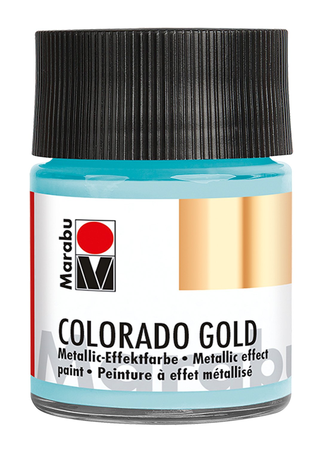 Marabu 12640005764 - Metallic Effect Paint, Colorado Gold Blue Silver, 50 ml, Water-based, Lightfast, Weatherproof, Quick Drying, for Brushing and Dotting on Absorbent Surfaces
