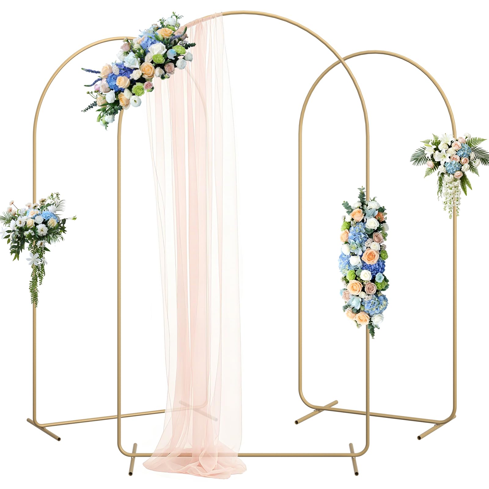 Photo 1 of **FOR PARTS, SOME ARE DENTED**
KBCLN Metal Arch Backdrop Stand, Set of 3 (6/6.6/7.2 ft) Wedding Arched Frame with 12 Ground Nails,Gold Metal Arch Backdrop Stand for Wedding Ceremony Baby Shower Birthday Party Decor(6/6.6/7.2FT)