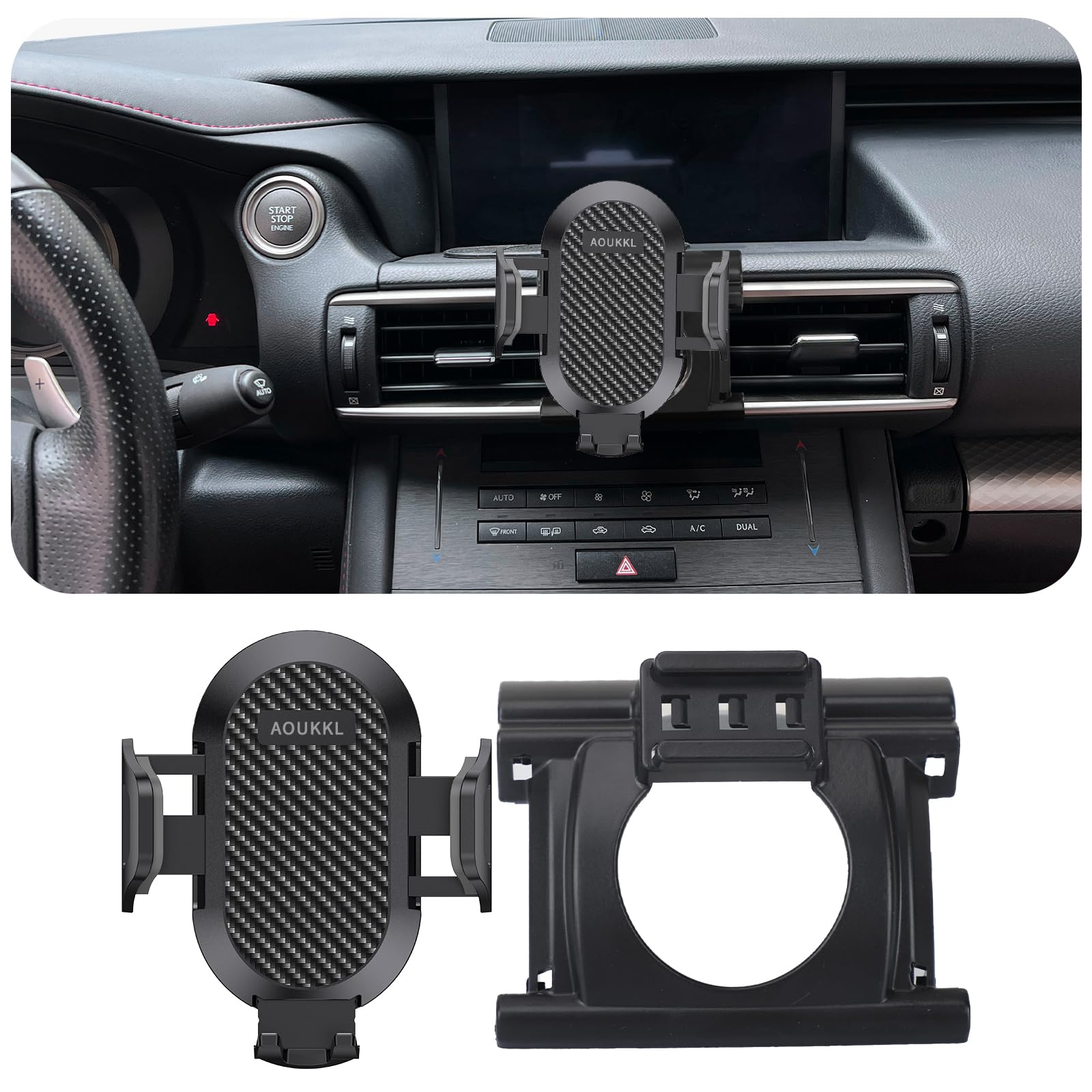 Photo 1 of AOUKKL Car Phone Holder Fits for Lexus 2014-2020 is 300 / is 350 / is 250 / is 200t Accessories,Thick Cases Friendly,Cell Phone Mount for 4.7-7 in Phones,360 Degree Rotation,Easy to Install