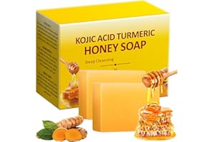 IREV Turmeric Soap For Dark Spots, 200g/7oz Kojic Acid Turmeric Soap Bar With Vitamin C, Honey For Face And Body, Gentle Soap Facial Cleansing Bars, Even Skin Tone, Moisturizing Nourishing