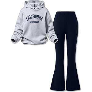 LPHGFZA Tween Girls Clothes 2PCS Outfit 3D Hoodie Sweatshirt & Flare Pants Casual Fall/Winter Clothing Set 7-14 Years