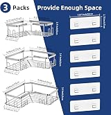 Menbyci 3 Pack Corner Shower Caddy with Adhesive Hooks, Rustproof 304 Stainless view 3