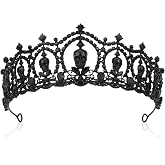 Amlaidu Skull Tiara Crown for Women, Gothic Crystal Headband for Halloween | Evil Queen Crown Rhinestone Skeleton Headpiece for Cosplay Birthday Costume Party