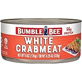 Bumble Bee White Flake Crab Meat in Water, 6 oz | Wild Caught, Flaky, 14g Protein &amp; 1g Carb Per Serving - Drain Before Use