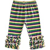 Aiwpstoin Toddler Baby Girl Striped Ruffle Leggings Pants for Little Girls