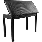 Duet Piano Bench with Storage for Music Books, Waterproof Synthetic Leather Padded Stool, Oak Wood Keyboard Bench Holds 350 lbs, Soft Cushioned Piano Stool, Easy Assembly, 29.5"x13.2"x19.5" Black