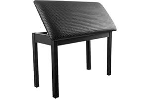 KORRIE HOME Double Home Piano Bench with Storage for Music Books, Waterproof Synthetic Leather Padded Seat, Oak Wood Holds 350 lbs, Soft Cushioned Vanity Stool, Easy Assembly, 29.5"x13.2"x19.5" Black