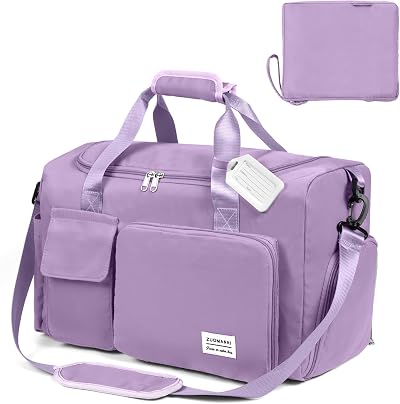 Flintronic Foldable Travel Duffel Wet Dry Separation Purple 48x27x28cm