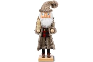 Yousoontic 15 Inch Golden Santa Claus Nutcracker Wood Christmas Decor Traditional Wooden Nutcracker Christmas Decorative Festive Holiday Tabletop Decor Xmas Gift for Shelves Tables