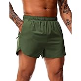 MIER Men's 3 Inch Inseam Running Shorts with Brief Liner Dry Fit Gym Athletic Workout Exercise Shorts with Zipper Pocket