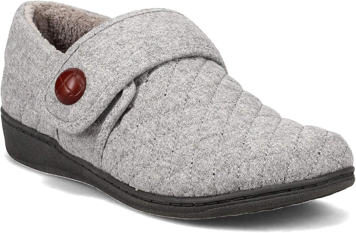 Vionic Women's Indulge Jackie Flannel Slip On Slipper Light Grey Medium