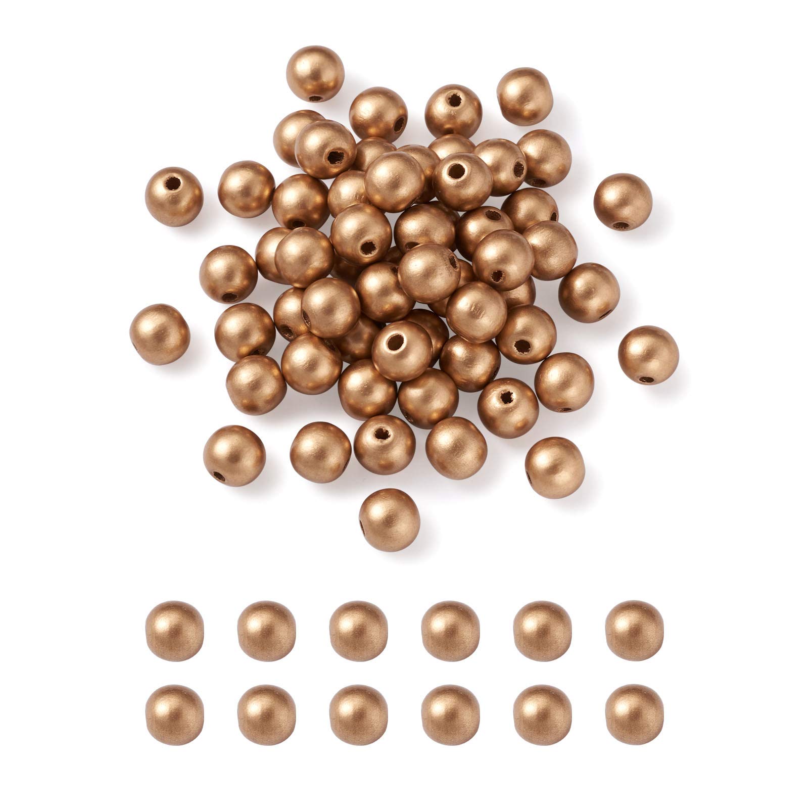 Cheriswelry 400pcs 14mm Dyed Gold Round Wood Beads Natural Ball Wooden Spacer Loose Beads for DIY Jewellery Crafts Garland Making Home Party Decoration