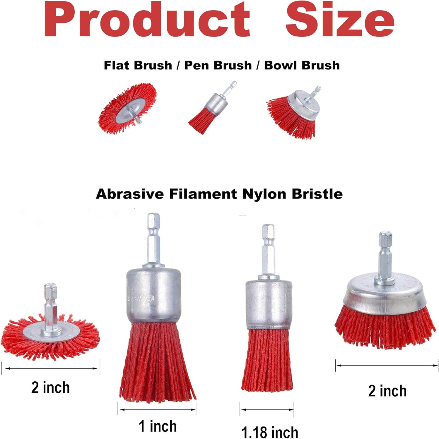 Rocaris 10 Pack Nylon Filament Abrasive Wire Brush Wheel & Cup Brush Set with 1/4 Inch Hex Shank, for Removal of Rust/Corrosion/Paint - Reduced Wire Breakage: Home Improvement