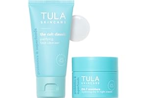 TULA Skincare Cleansing & Hydrating Duo - Includes Travel Sized 24-7 Moisture Hydrating Day & Night Cream and Cult Classic Purifying Face Cleanser, 2-piece set