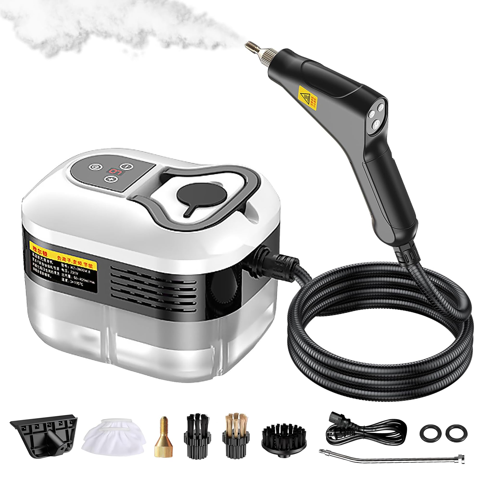Photo 1 of Powerful 2500W Handheld Steam Cleaner,15s Fast Heat-Up & High-Pressure Steam, 6-Level Adjustable Settings for Deep Cleaning on Floors, Kitchen, Bathroom, Car, Grout (White)