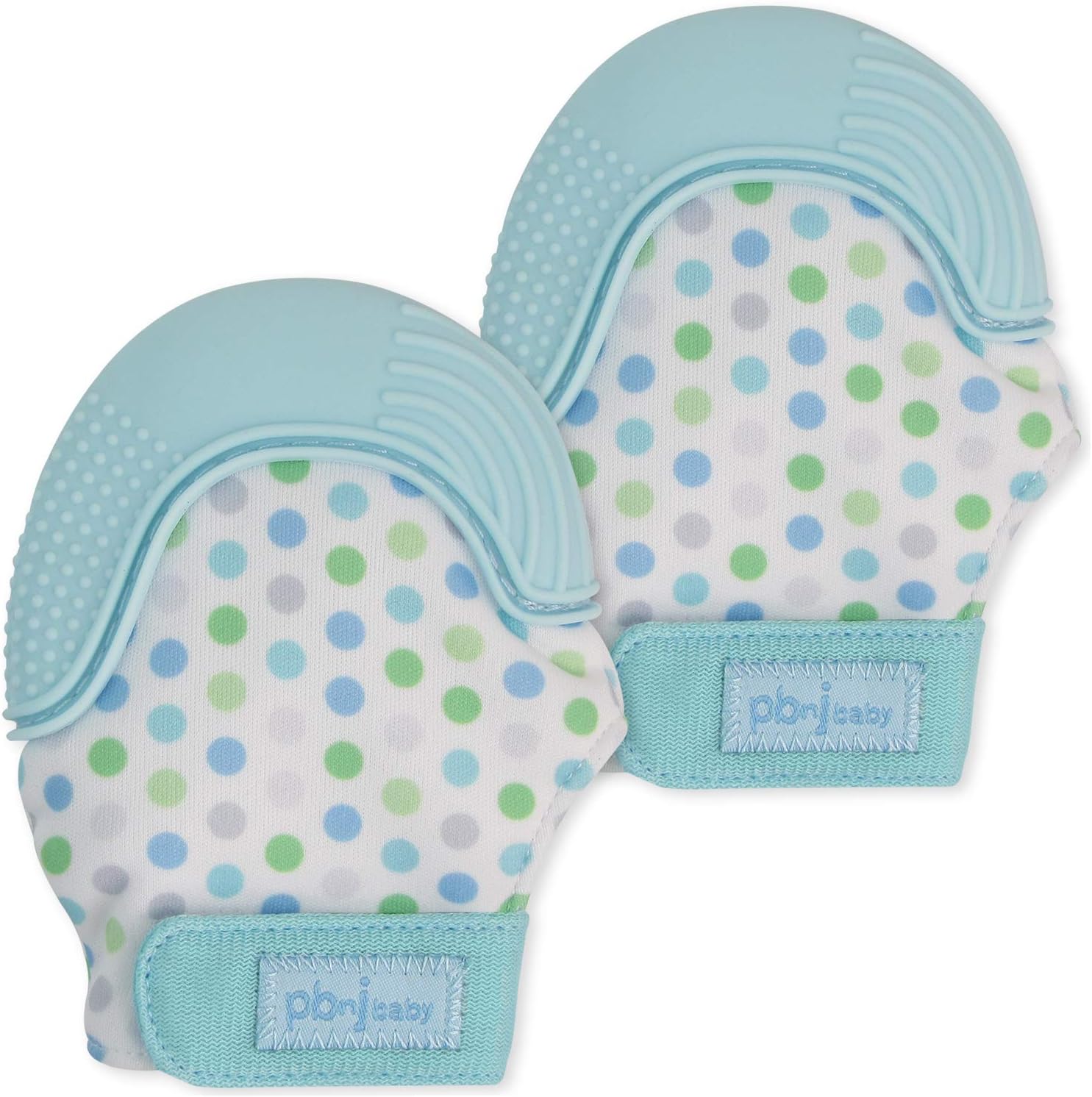 Silicone Infant Teething Mitten Teether Glove Mitt Toy - Blue Dot 2pk