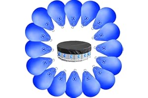 KUMATER Pool Cover Weights with Hooks - Pool Water/Sand Bags Closing Kit for Above Ground Pools Accessories - Heavy Duty Antifreezing Winter Cover Weights (16, Blue)