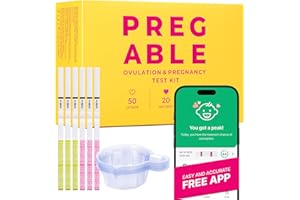 PREGABLE Combo Kit: 50 Ovulation Tests, 20 Pregnancy Tests & 70 Cups, Free Tracker app, SmileReader, OPKs, HPTs (50LH + 20HCG + 70CUPS (Pack of 1))