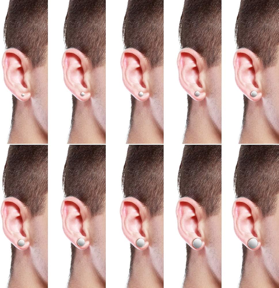 MicVivien 10 works Stainless Steel Fake Plugs Black Screw Studs Earrings Set for Men and Women Diameter 3-14MM (5 Colors Option) - Image 5