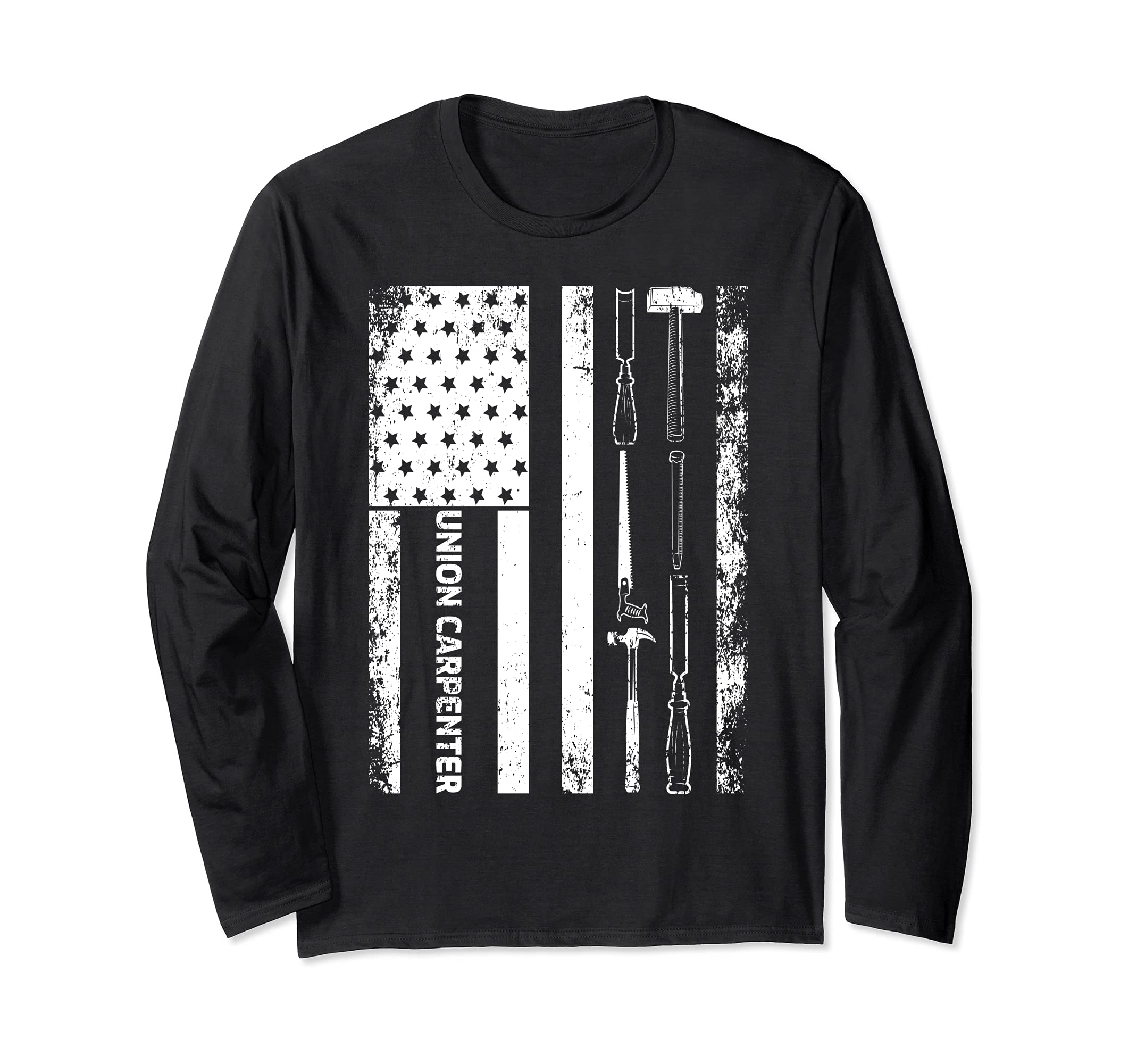 Vintage USA American Flag Union Carpenter Long Sleeve T-Shirt
