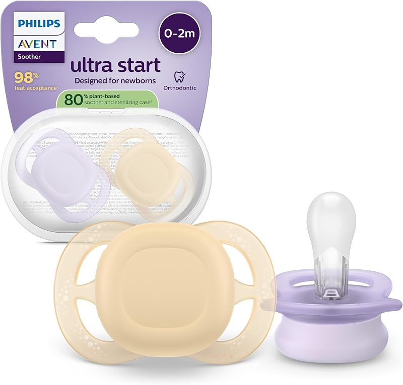 Philips Avent Ultra Start Soother Orthodontic Newborn Soft Silicone 2 Pack