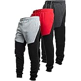 Ultra Performance 3 Pack Fleece Active Tech Joggers for Men, Mens Sweatpants with Zipper Pockets