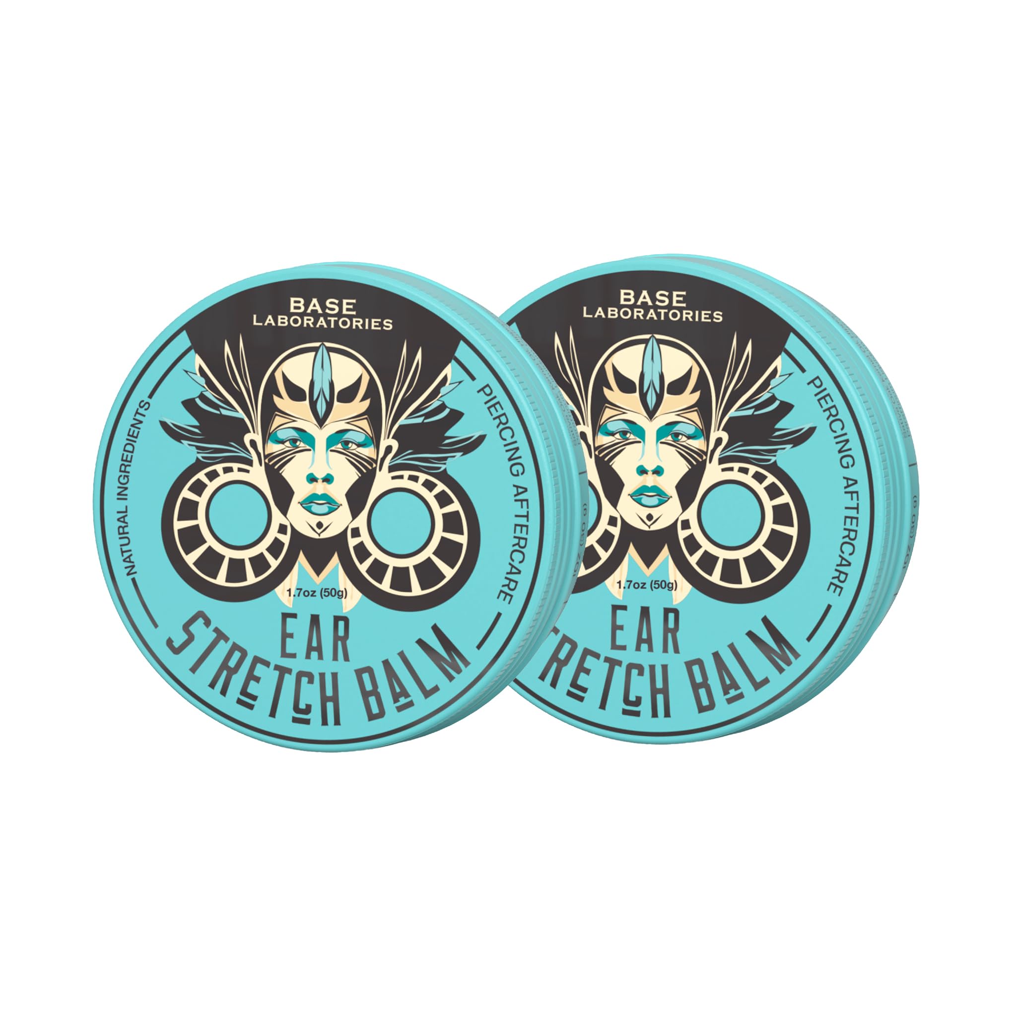 BASE LABORATORIES Ear Stretching Balm For Ear Gauges | Ear Stretching Balm For Earlobe Stretching & Preparation | All Natural Piercing Aftercare With Shea Butter & Eucalyptus Oil | 2PK
