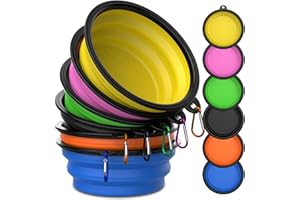 Takfox Collapsible Dog Bowls [6 Pack] 13 oz, Travel Dog Bowls, Pet Bowl Portable Foldable Water Food Feeding Dishes with Carabiner Clip for Traveling Hiking Walking