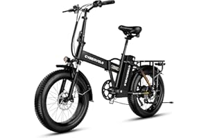 CBVELO 1000W Folding Electric Bike, 48V 20AH Large Removable Battery E Bike, 30+MPH, 80 Miles Max Range, 20" Fat Tire Ebikes for Adults, Adult Electric Bicycles for Long Commutes