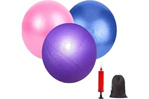 MOMPLUS Exercise Pilates Mini Yoga Balls Barre Small for Home Stability Squishy Training Physical Therapy Improves Balance with Pump