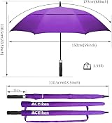 ACEIken Golf Umbrella 68 Inch Windproof Double Canopy Automatic Purple view 2