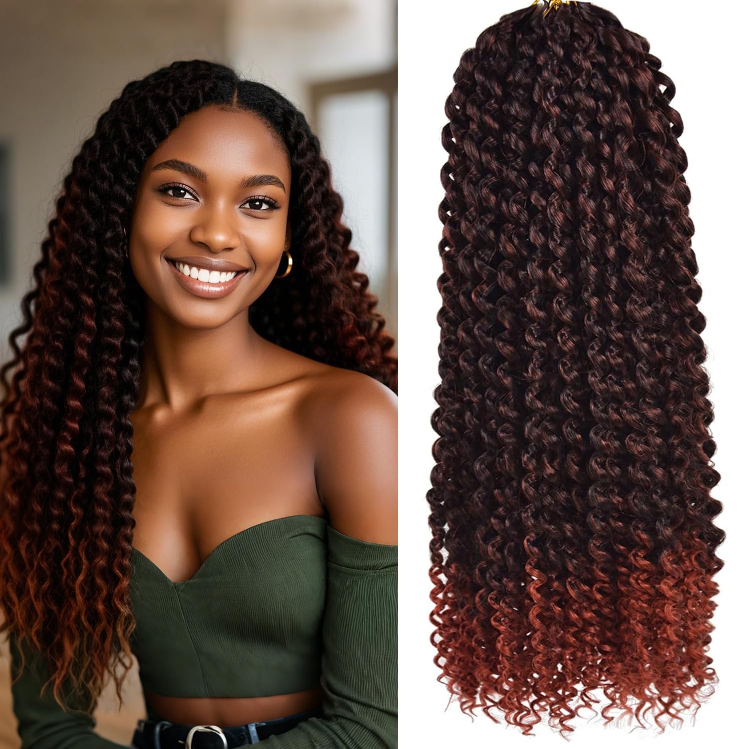 6 Packs Water Wave Passion Twist Crochet Braids Hair for Black Women 18 Inch Long Bohemian Hair Extensions (T1B/350#)