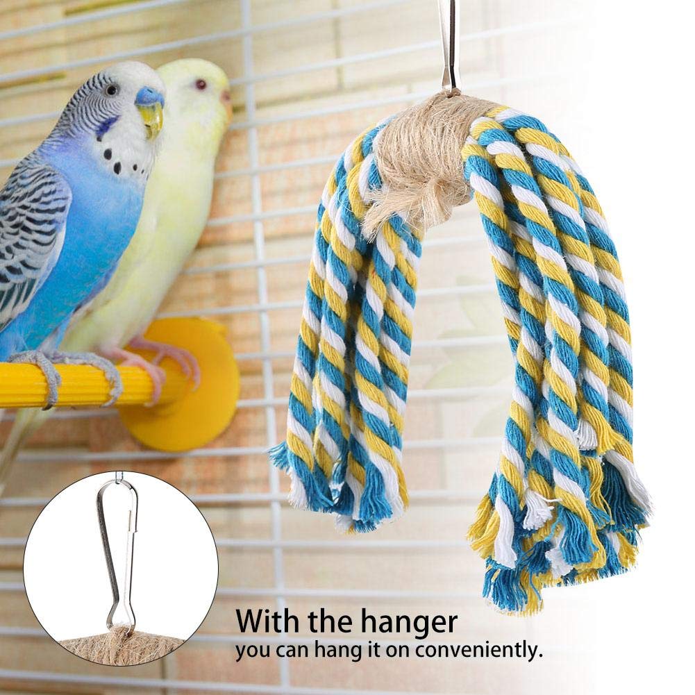 HEEPDD Loro Colorido Cuerda Juguete Natural Algodón Columpio Pájaro Masticar Morder Colgante Juguete Jaula Decoración para Jugar y Aljear Se Adapta a Pájaros Pequeños y Medianos Juguetes