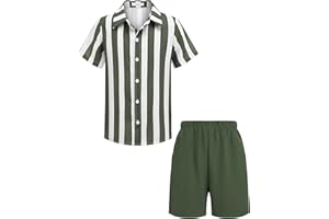 Arshiner Boys 2 Piece Outfits Hawaiian Shorts Sets Button Down Shirt and Shorts Summer Beach Clothes for 4~12 Years